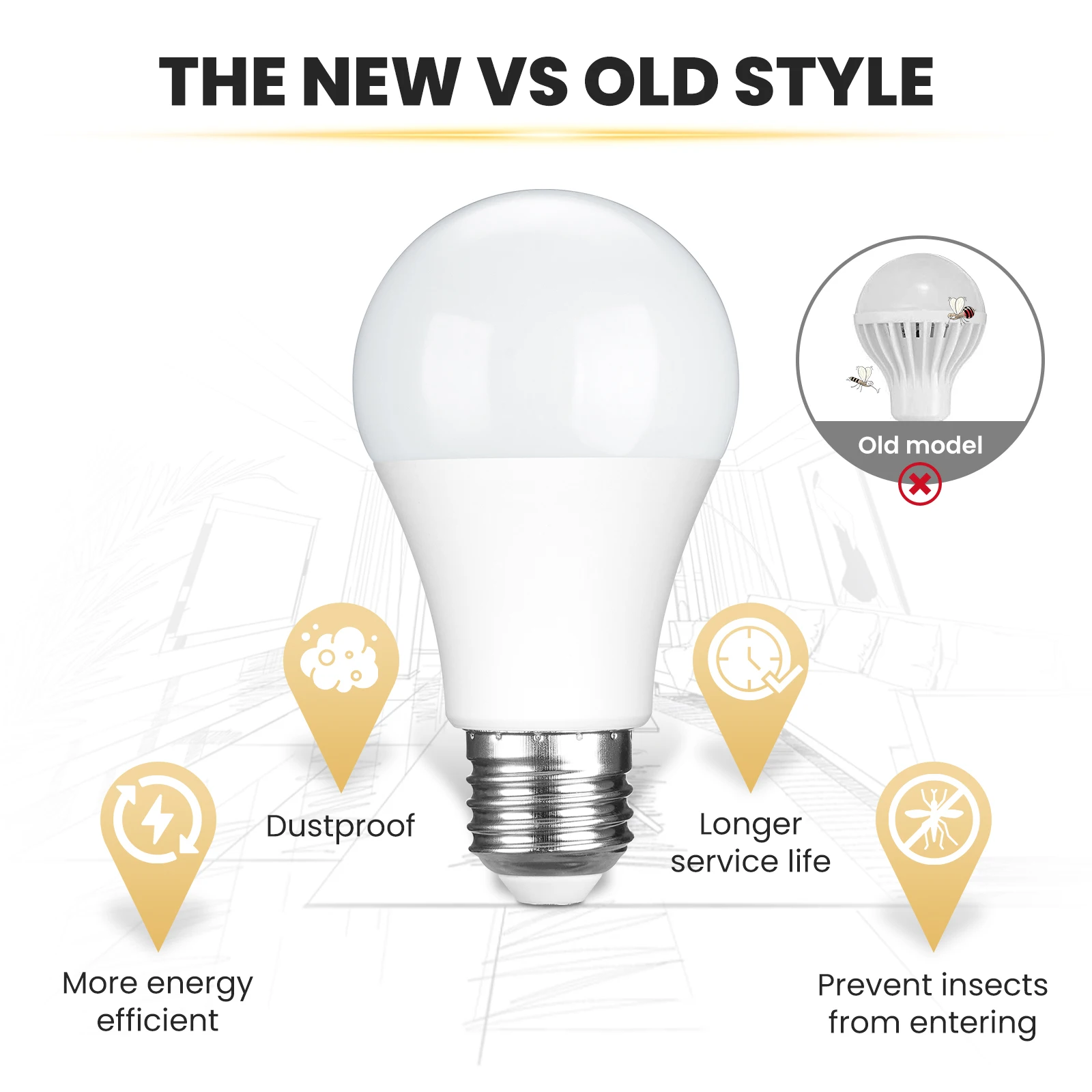 Nooknova Radar Motion Sensor Light Bulbs A60 100W Equivalent 5W 7W 9W 12W Motion Detector Auto Activated Dusk to Dawn LED Bulb