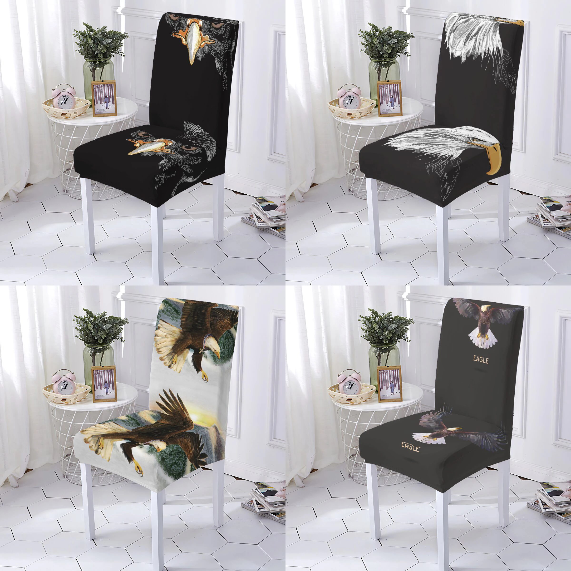 

Animal Style Cover For Dining Chairs Cover Eagle Pattern Dining Chairs Covers Spandex Elastic Chair Slipcover Home Stuhlbezug