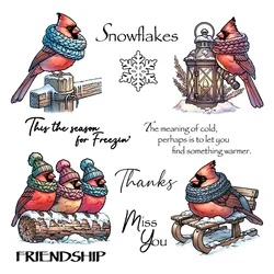 Mangocraft Winter Days Cute Birds In Scarf Clear Stamp DIY Scrapbooking Supplies Silicone Stamp For Card Making Albums Crafts