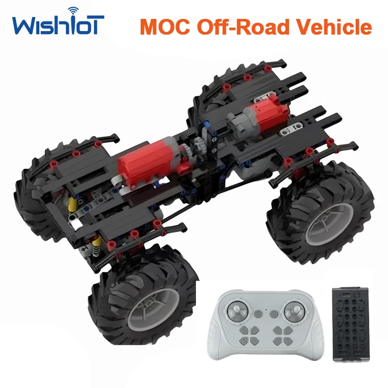 4WD Climbing Vehicle Building Blocks Steering Off-road Axle Chassis with Suspension Shock Absorber Modified Kid Educational Toy