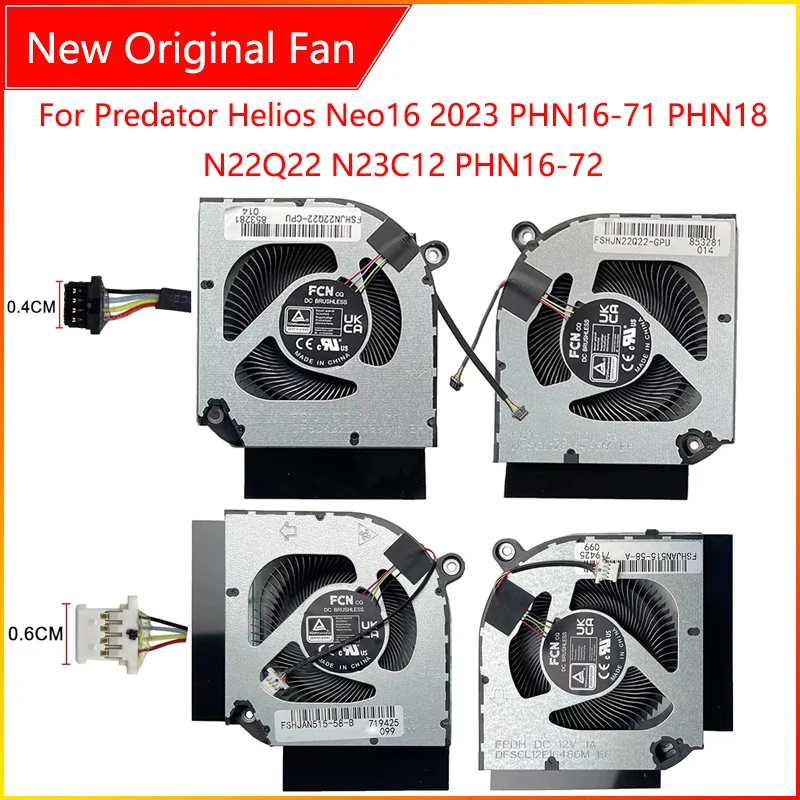 New Original Laptop CPU GPU Cooling Fan For Acer Predator Helios Neo16 2023 Year Version PHN16-71 PHN18 N22Q22 N23C12 PHN16-72