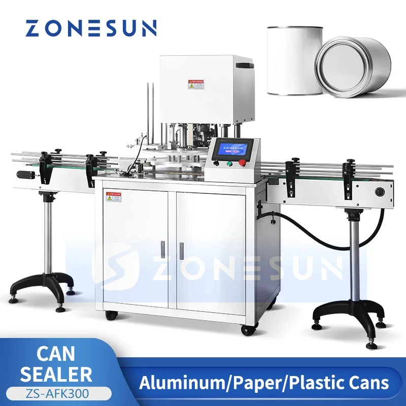 ZONESUN Automatic Can Sealing Machine Aluminum Plastic Tin Seamer Canned Food Tinned Luncheon Meat Packing Equipment ZS-AFK300