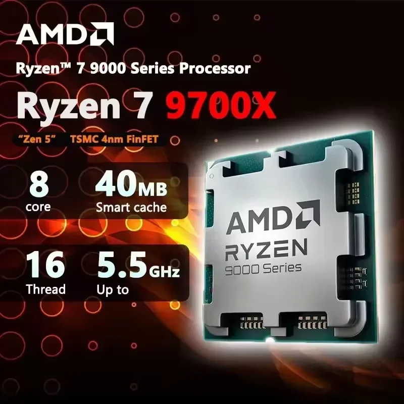 AMD Ryzen 7 9700X R7 9700X NEW Processor 3.8GHz 8-Core 16-Thread Socket AM5 DDR5 L3=32M 65W 4NM