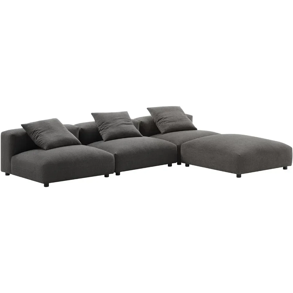 Solace Sectional sofa,Oversized Cloud Couch with Movable Ottoman Seater Shaped Sofas Comfy Couches for Living Room
