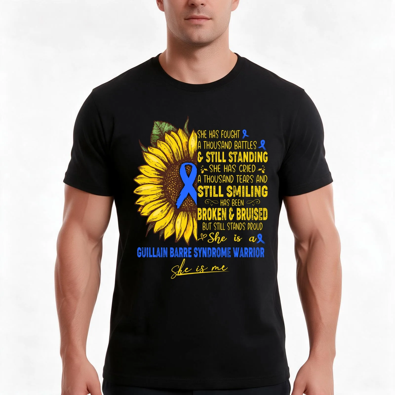 Guillain Barre Syndrome Awareness - She is A Guillain Barre Syndrome Warrior SHE IS ME T-Shirt, Summer Casual Cotton Tee