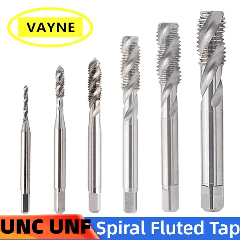 1PCS HSSE American Spiral Fluted Taps UNC 1-64 2-56 4-40  6-32 8-32 10-24 12-24 1/4 5/16 3/8 7/16 1/2 Machine Screw Thread Tap