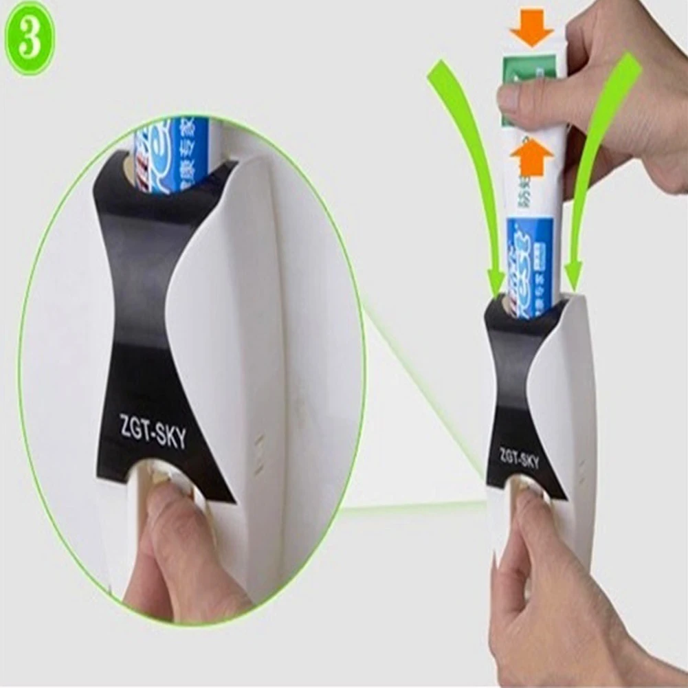Automatic Auto Toothpaste Dispenser +Toothbrush Holder Set Wall Mount Wine Dispenser Storage Rack Bathroom Accessories