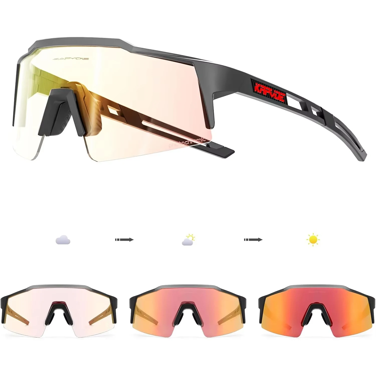 Photochromic Cycling Glasses MTB Red Blue Mountain Bike Sunglasses Transition Goggles Sports Baseball Running