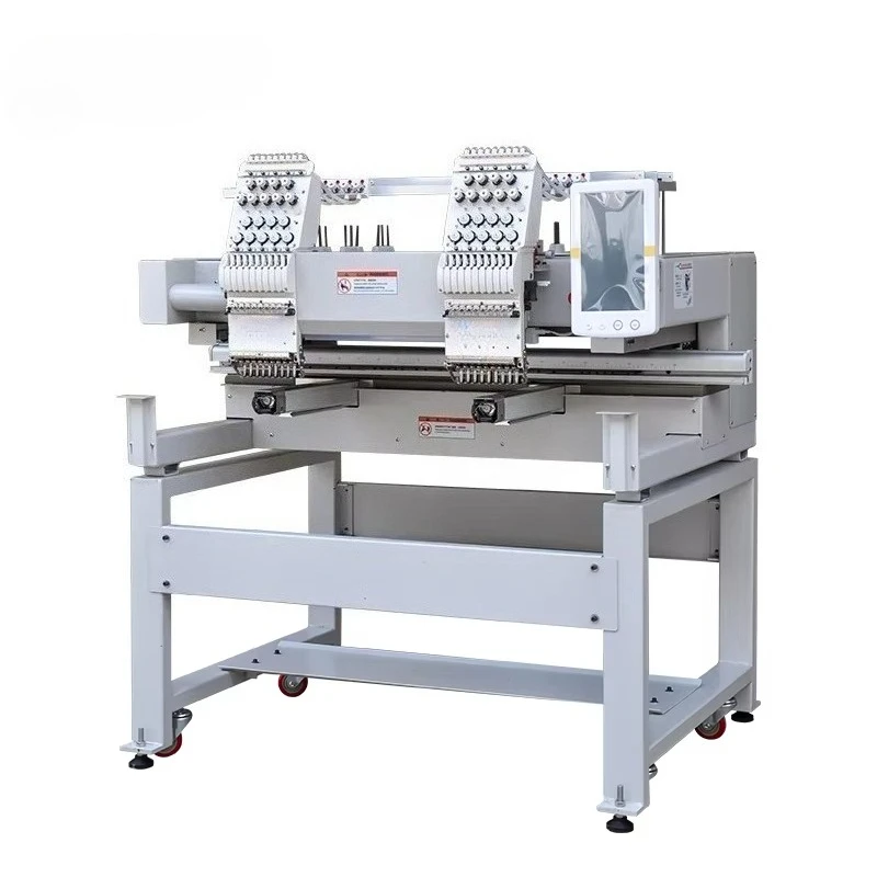 2 Heads Computer Embroidery Machine for T-shirt Cap Flat