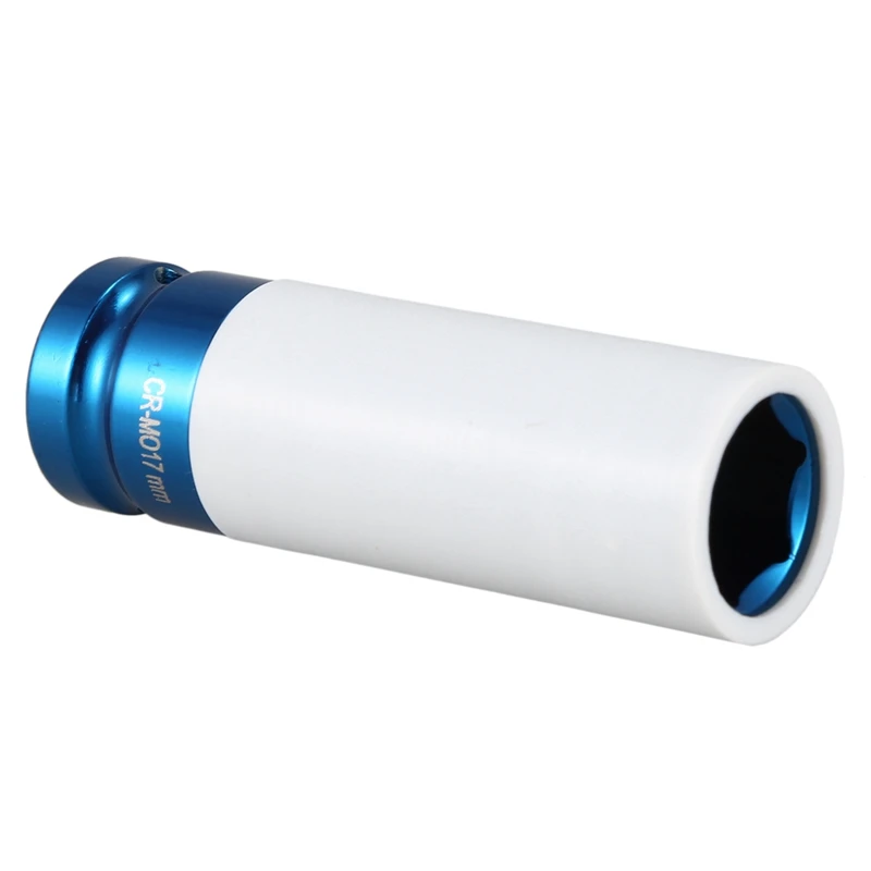 1/2Inch Drive 17Mm Set Thin Wall Deep Impact Nut Socket Blue With Auto Side Rearview Mirror Bottom Lower Holder Cover