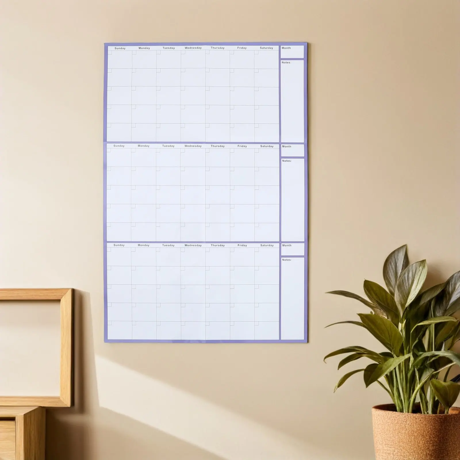 

1 Set Wall Erasable Calendar Dry Erase Wall Calendar with Pen Large Sheet Double-Sided Reusable Planner For Office Planning