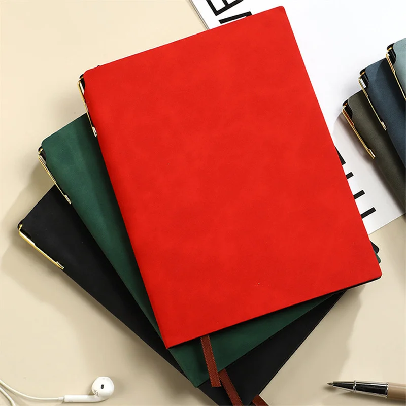 Wholesale Notebook Business Notepad Sheepskin Pattern Diary Journal Memo Pad Side With Pen Clip Stationery Office Accessory new