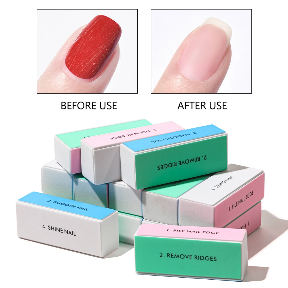 1/20Pcs 4 Sides Sponge Nail Buffers Colorful Sanding Buffing Block Grinding Polishing Nail File Professional Nail Manicure Tool