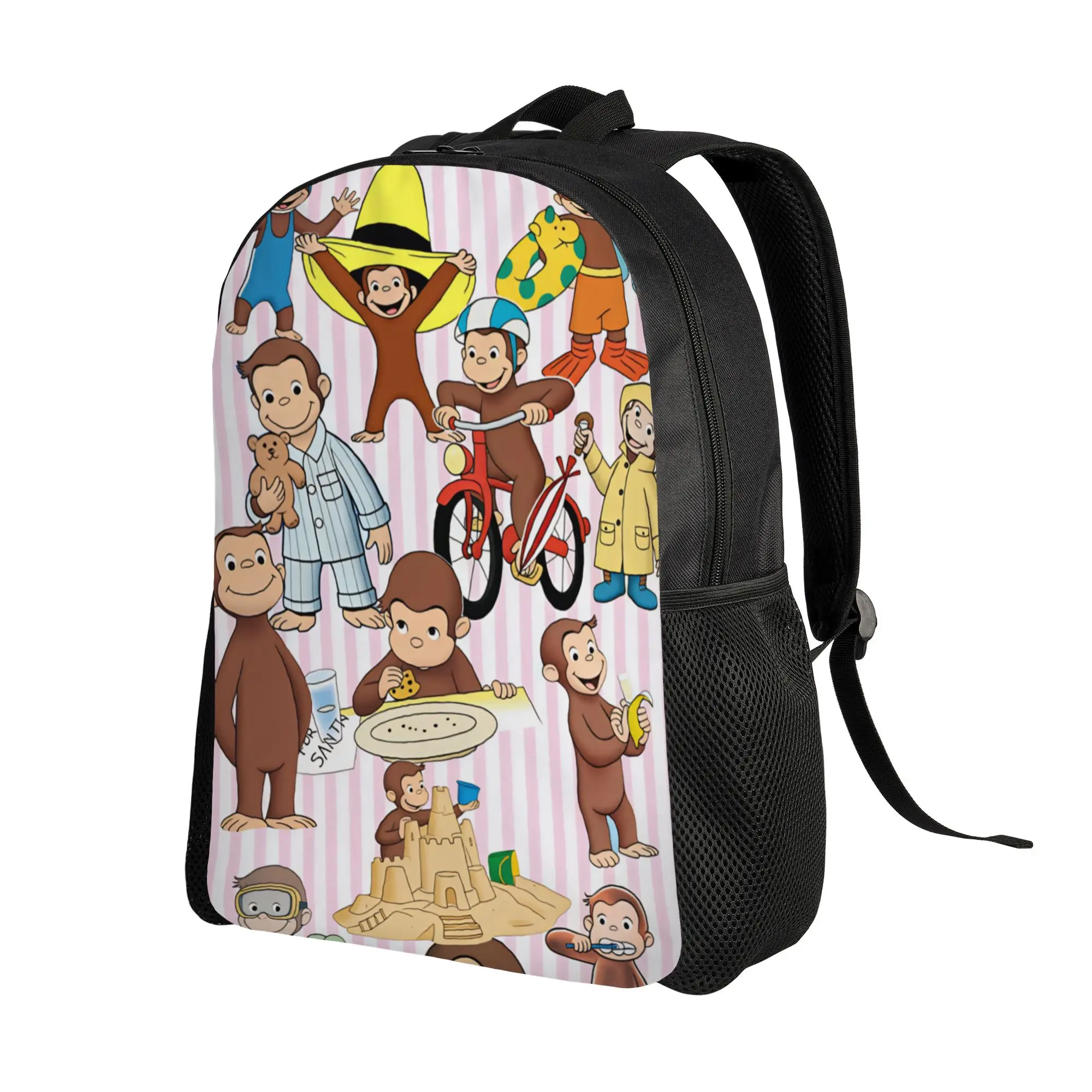 Curious George African Monkey  Backpack Youth  Breathable Backpacks Polyester Pretty School Bags Cycling Custom Rucksack