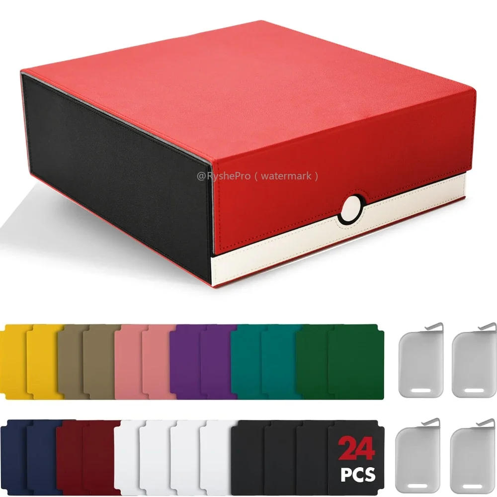 Caja de almacenamiento de tarjetas con capacidad para más de 3000 tarjetas comerciales, caja de cubierta de comandante con cierre magnético de cuero, compatible con YuGiOh MTG TCG y tarjetas deportivas