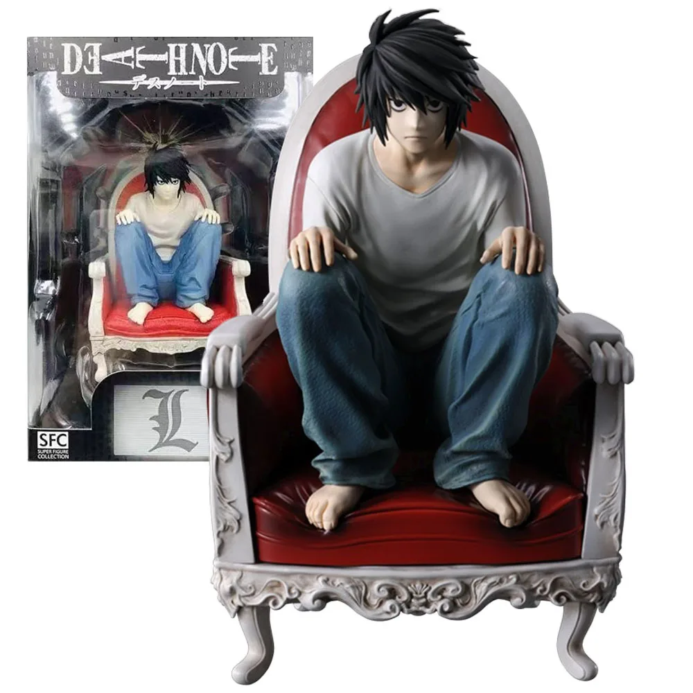 

18CM L Lawliet Figure DEATH NOTE Chair Sitting Position Anime Desktop Crafts Golf Model Toy Gift Collection Ornaments PVC