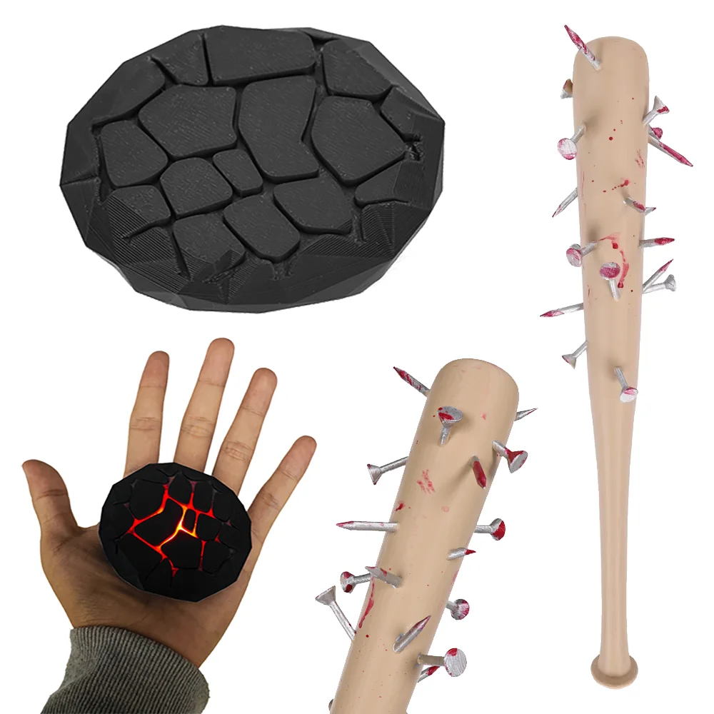 

Henry Red Glowing Rock Toy Steve Spiked Baseball Bat Props TV ST Plastic Cosplay Accessories Halloween Party Costume Disguise