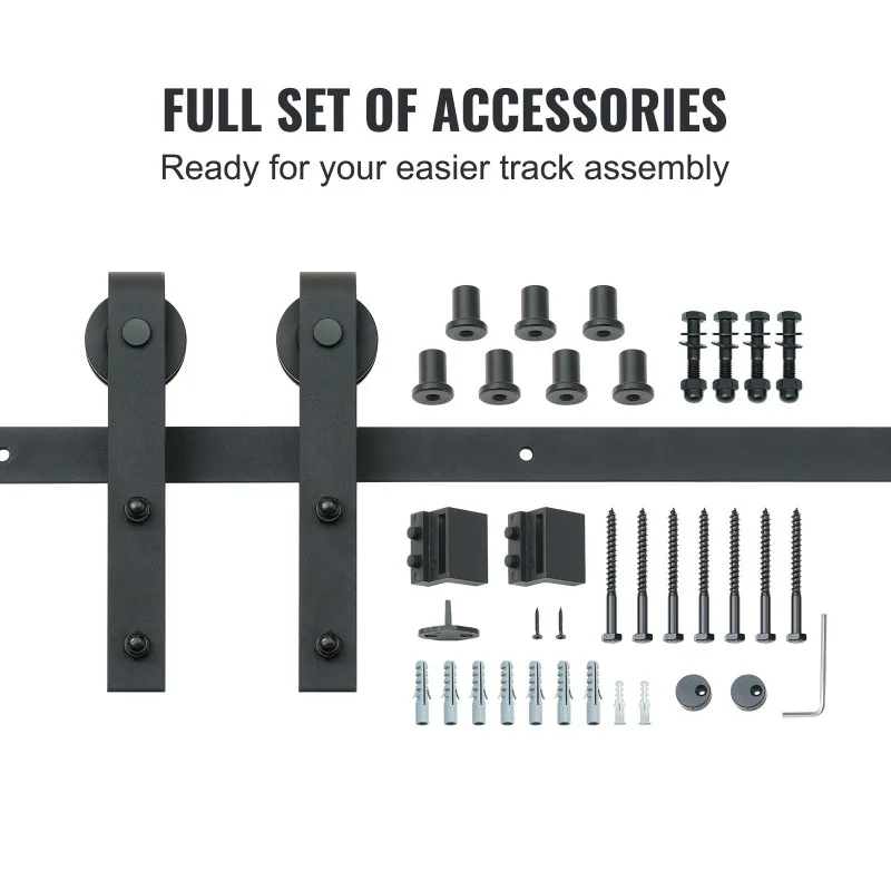 Kit de ferragens para porta de celeiro deslizante de 10 pés, kit de trilho para porta de celeiro resistente de carregamento de 330LBS para porta única, adequado para 4,6-5,2 pés de largura