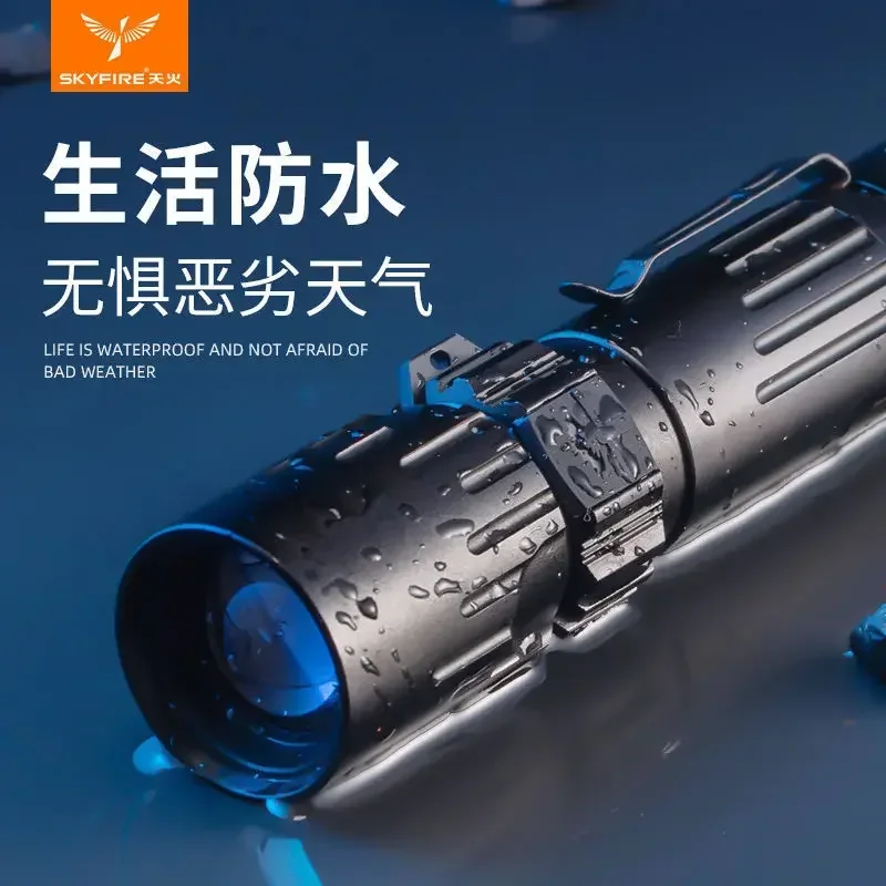 High Power Led Flashlights Camping Torch 5 Lighting Modes Aluminum Alloy Zoomable Light Waterproof Material Use 3 AAA Batteries