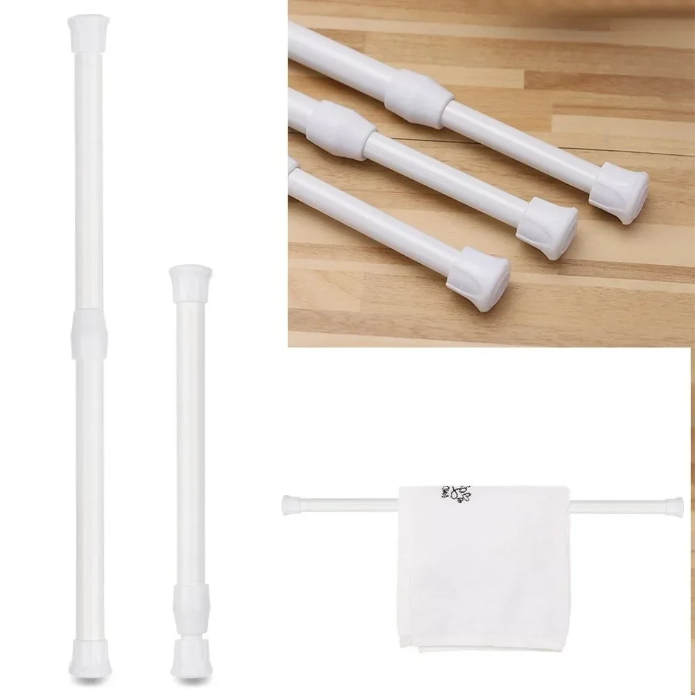 Multi Purpose Spring Loaded Extendable Sticks Useful Telescopic Net Voile Tension Curtain Rail Pole Bathroom Product Adjustable