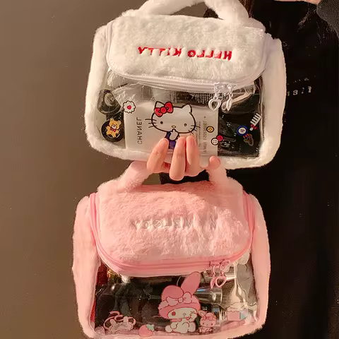 Cartoon Kt Melody Plush Makeup Bag Large Capacity Travel Toiletry Organizer Kawaii Cosmetics Pouch Party Gift product image