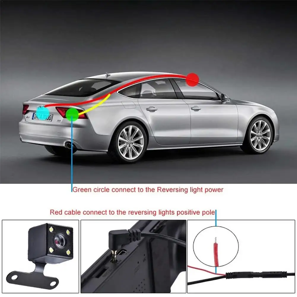 HD Night Vision Waterproof Reversing Camera with 4 Full-Color LEDs & 5-Pin Connector