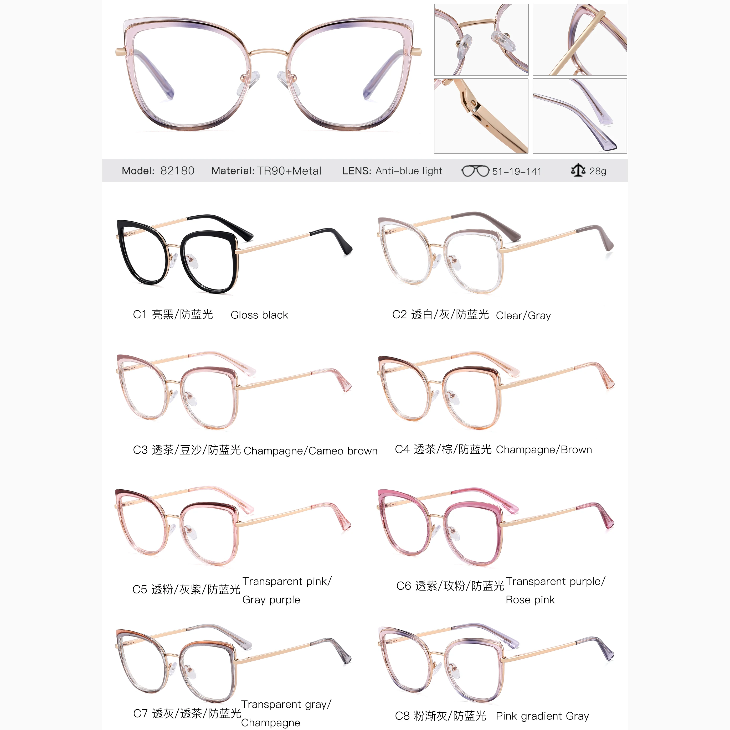 82180, высококачественные очки «кошачий глаз», оправа по рецепту, защита глаз, очки для чтения в молодежном стиле, бестселлеры, стильные очки