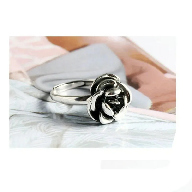 Dunkelrosen-Verteidigungsring, drehbarer Stachelring mit offenem Ende, Damen-Dekoration, Sicherheitsschutz, multifunktionaler Fingerring – Detail 4
