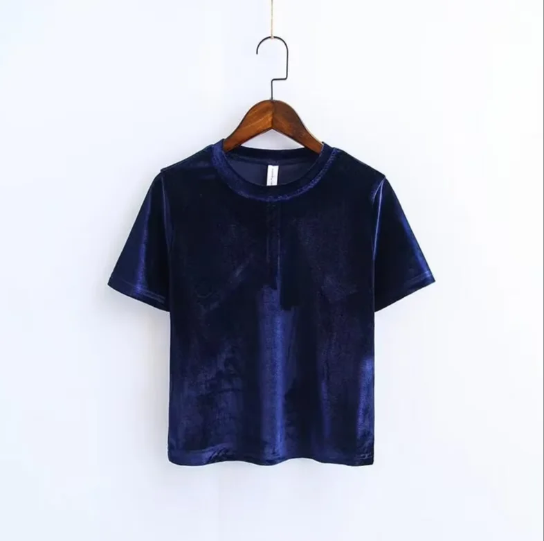 Fashion brand Short sleeve Velour shirt New Woman Solid color O neck Velvet blouse Tee Tops plus size women clothing