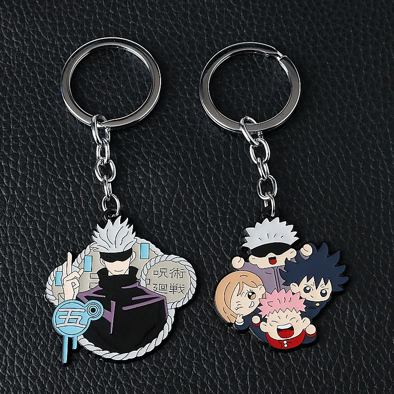 Hot Anime Jujutsu Kaisen Keychain Necklace Gojo Satoru Fushiguro Megumi Figure Enamel Pendant Keyring Cosplay Props Jewelry Gift