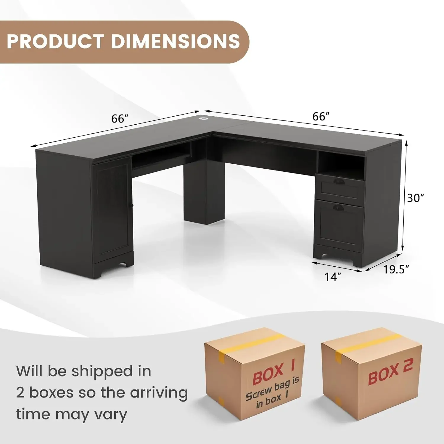 L-förmiger Schreibtisch, 66 "× 66" Eck computer tisch mit Schubladen und Ablage fach, Home-Office-Schreibtisch, robuster und platzsparender Computer