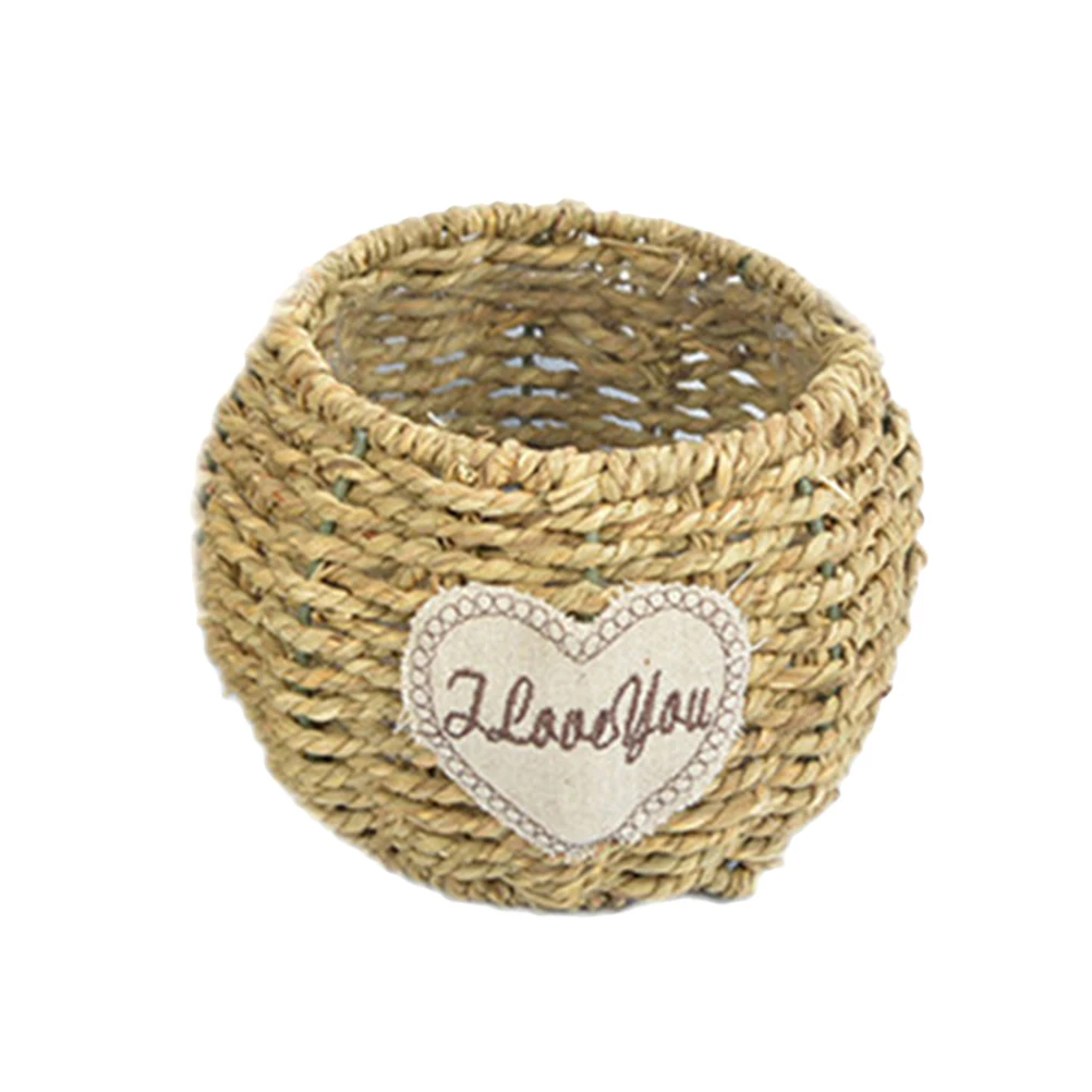

Wicker Flower Basket 12X11Cm Waterproof Round Decorative Basket For Home Garden Indoor Outdoor Use Storage