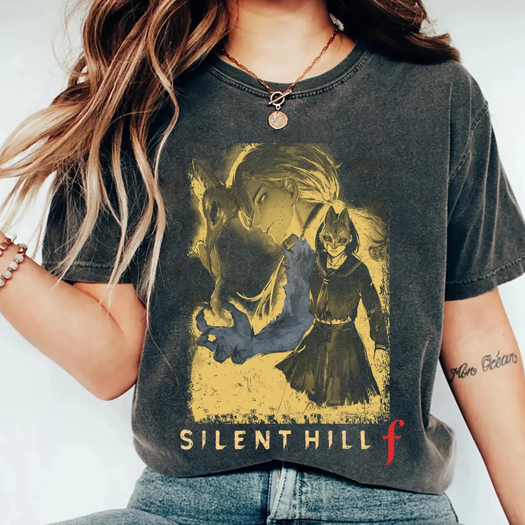 Camisetas con temática de Silent Hill, camisetas retro japonesas de juegos de terror, regalos de manga corta para jugadores masculinos y femeninos