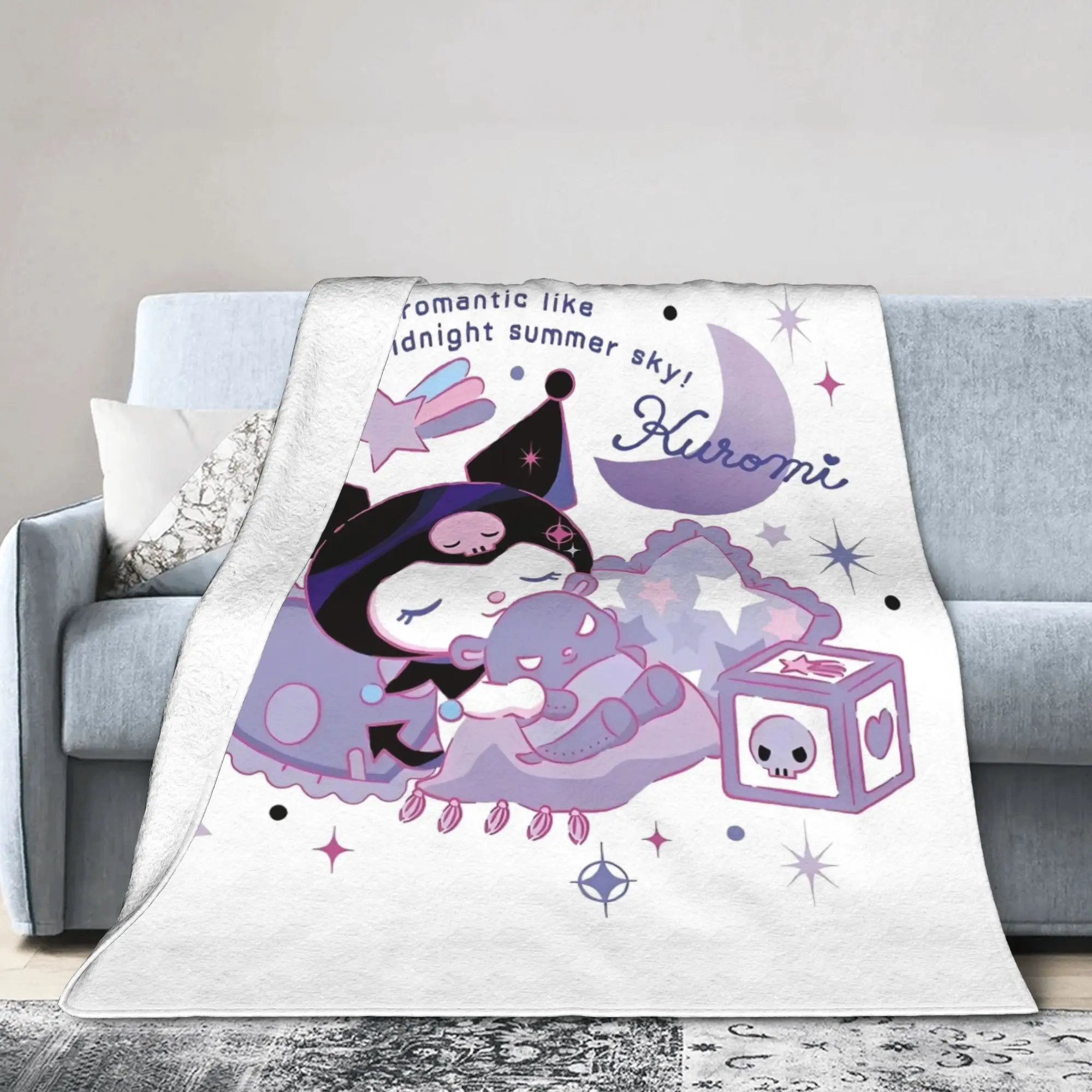 الكرتون منتصف الليل كورومي باكو بطانية الصوف رمي البطانيات الصيف تكييف الهواء شخصية فائقة النعومة الدافئة المفرش