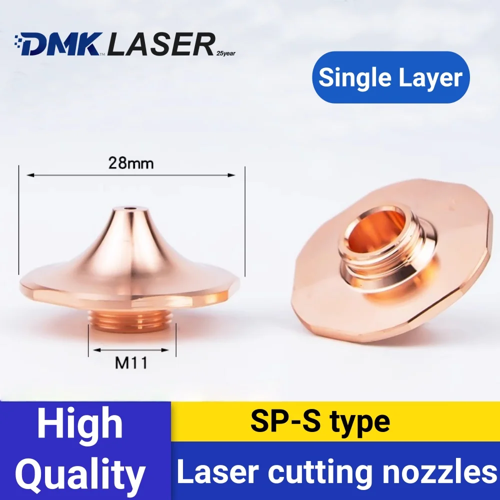 DMK SP-S type single layer cutting nozzles D28M11H15 high speed copper nozzles for For HSG HANS Precitec BOCl WSX cutter head