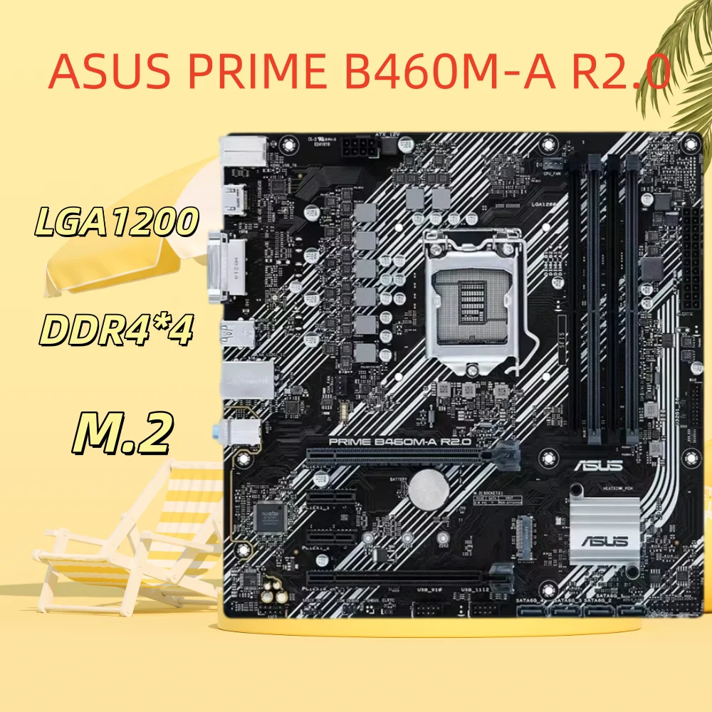 ASUS PRIME B460M-A R2.0 Supports 10th/11th generation, DDR4 memory with 1200 pins.