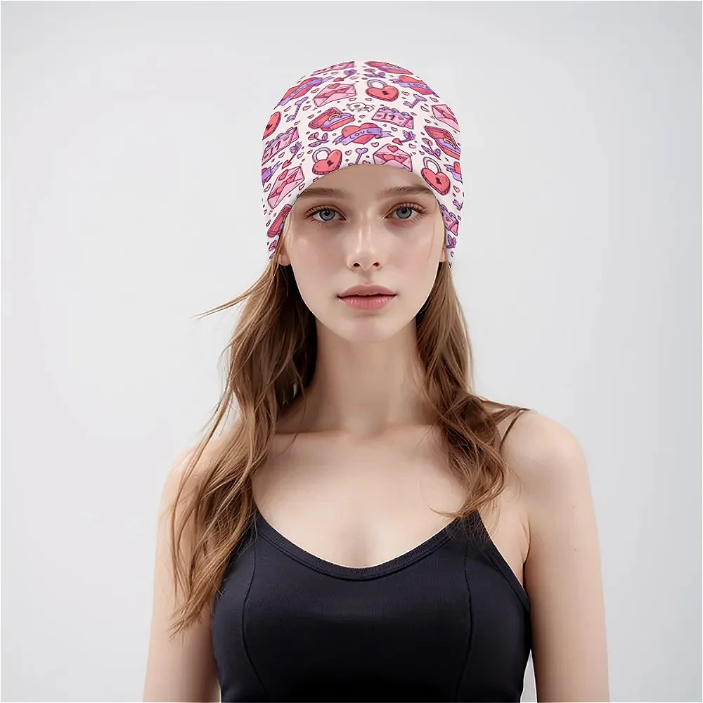 Artistic versatile fashionable beanie for Valentine's Day with cute cupid pattern windproof soft elastic and warm