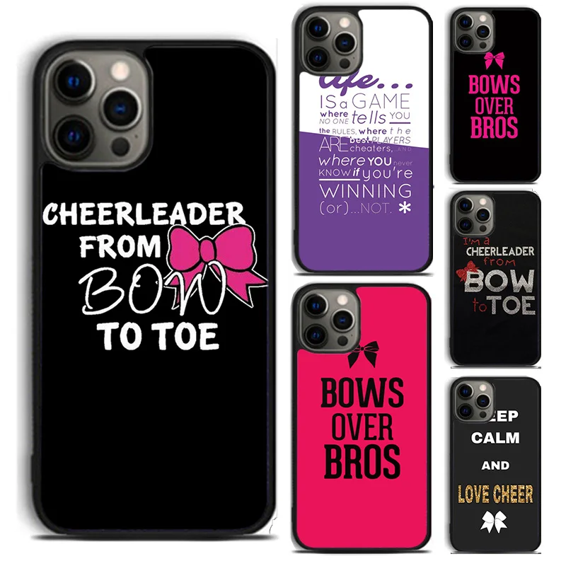 Cheerleader Cheer Bow Quote phone Case Cover For iPhone 16 15 14 Plus XR XS apple 16 11 12 13 mini Pro Max coque