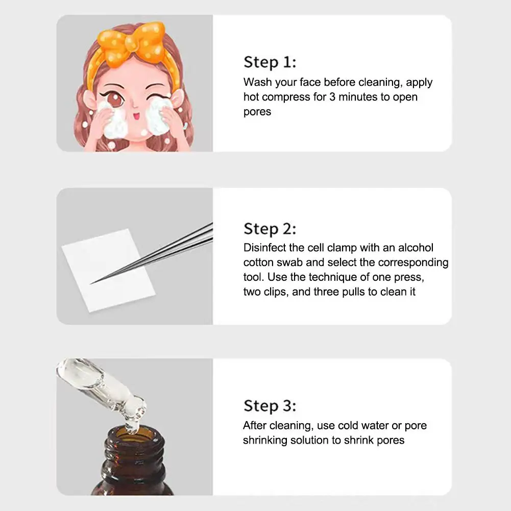 Kit d'outils Popper de boutons, outils d'élimination des points noirs de 5 à 8 pièces avec pince à épiler, Kit d'extraction de comédons de points blancs d'acné pour le nez du visage