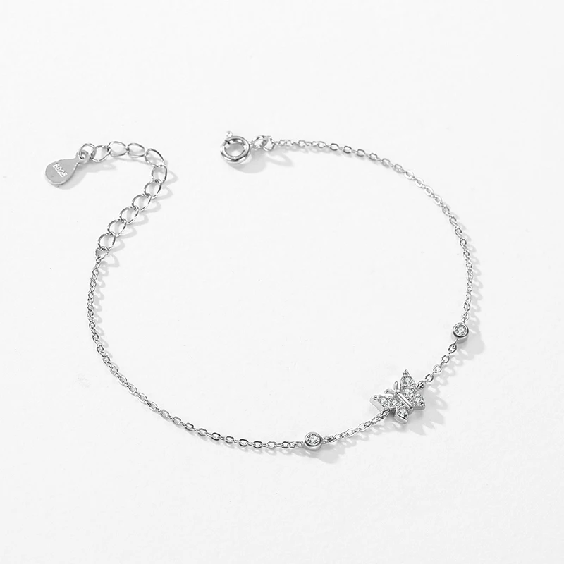 Ailmay 2024 New Design 925 sterling Silver Fashion Heart & Star & Moon Dazzling CZ Chain Bracelet For Women Wedding Fine Jewelry