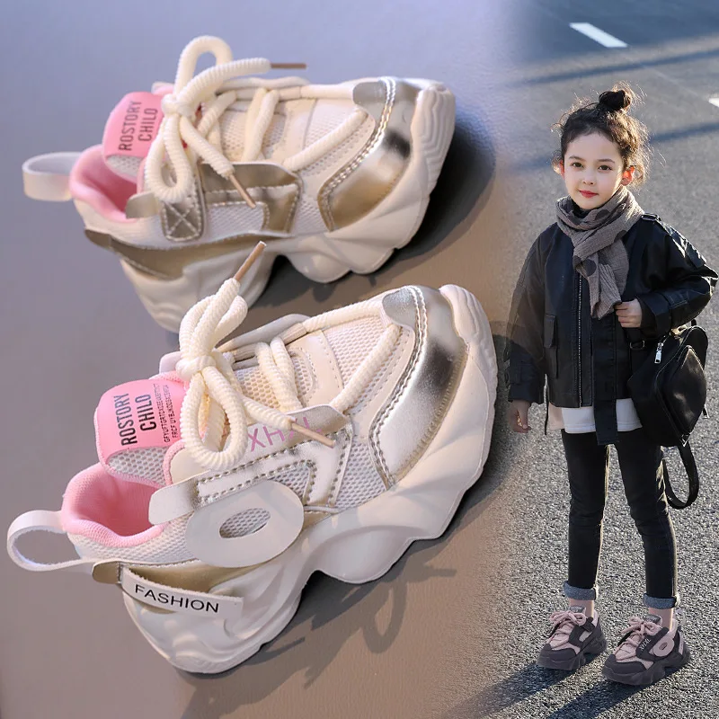 

Детские весенние кроссовки для мальчиков и девочек, школьная повседневная обувь, новинка 2025 года, уличные дышащие кроссовки, детская нескользящая спортивная обувь на мягкой подошве