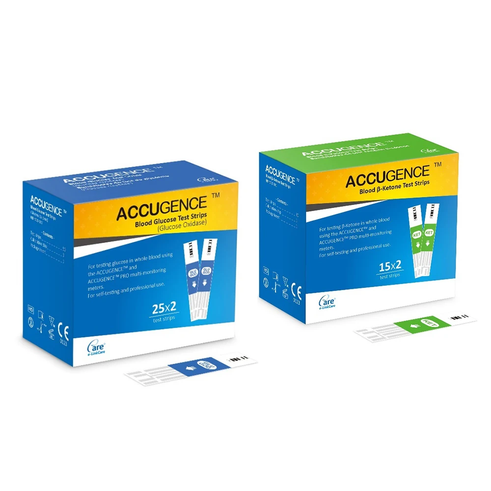 ACCUGENCE Blood Ketone Blood Glucose(GOD)Keto Diet Meter system Diabetes Gout Monitoring Device Replace Only Test Strips