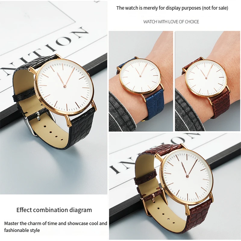 أسود/بني/أزرق رقيق حقيقي حزام التمساح رجل إمرأة 12/13/14/16/17/18/19/21/22 مللي متر لكارتييه تيسو لونجين DW VC أرماني #3