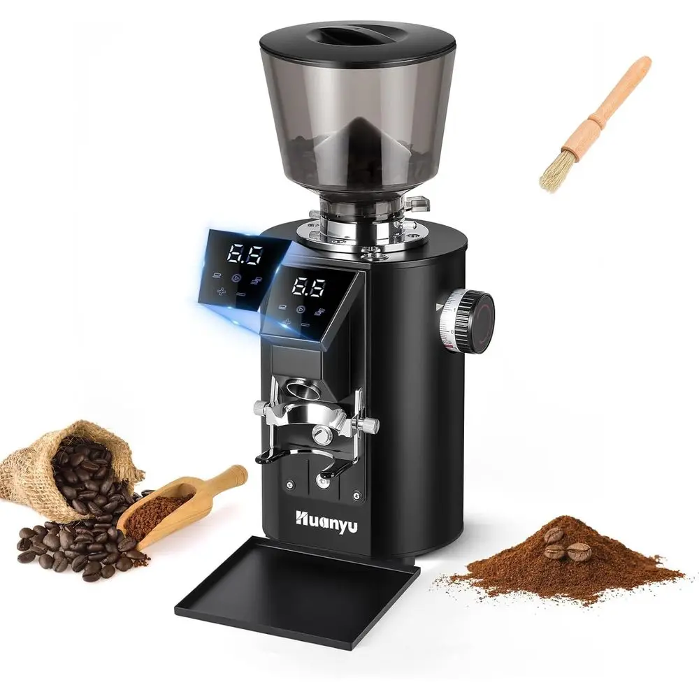 

Touchscreen Coffee Grinder with 8 Settings, 64mm Flat Burr, Ideal for Coffee Shops and Dual Dosing
