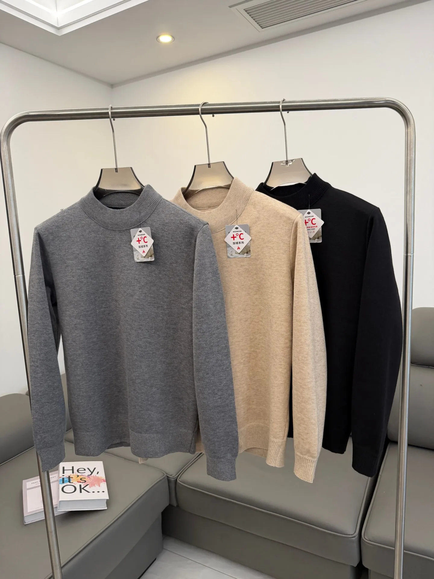 

Lightweight Warm Silk Wool Knitted Sweater f High Collar Casual Fce Men's Autumn Winter Faionable Top