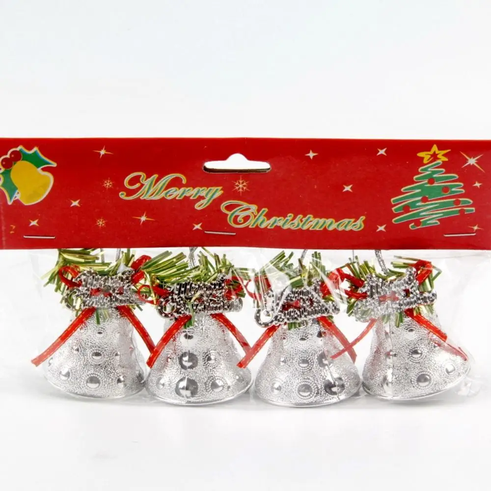 Campane natalizie pendenti in argento dorato Ciondolo per porta finestra Decorazioni per albero di Natale Campane natalizie in plastica da 4,5 cm