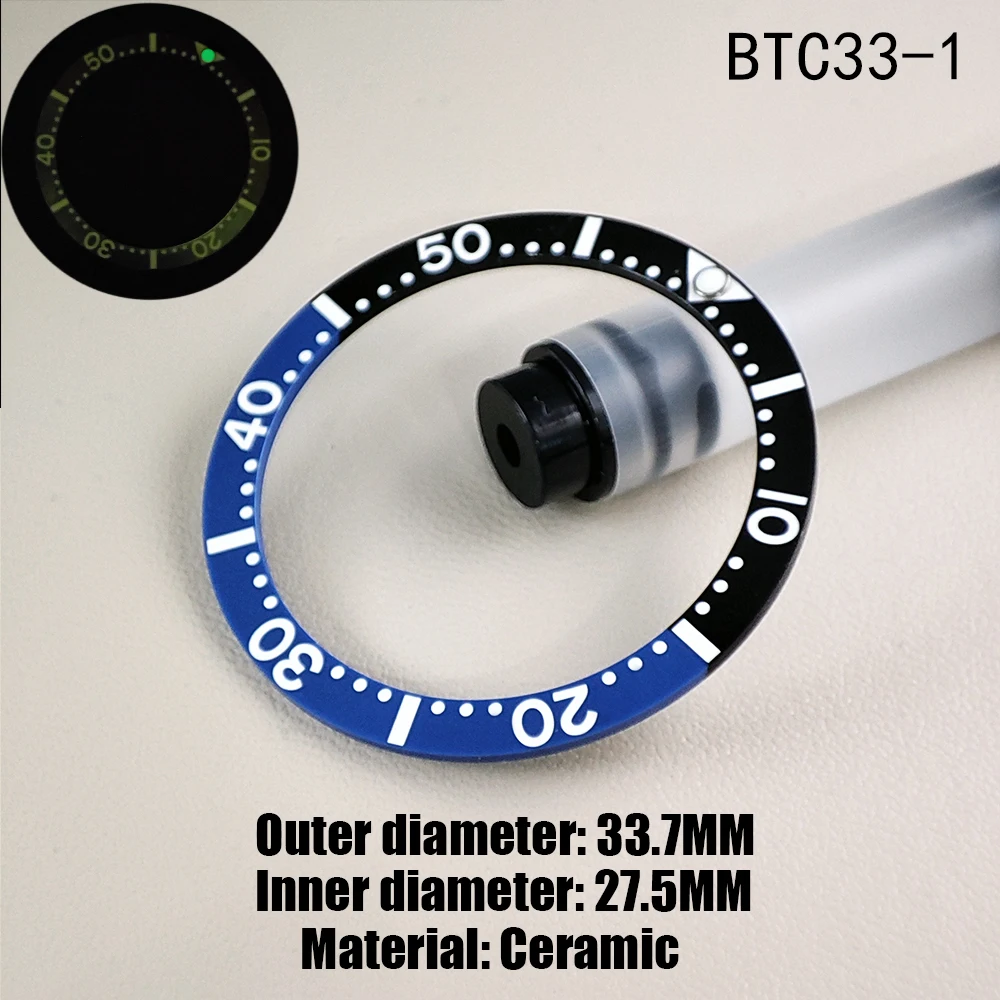 33.7*27.5MM Orologio Lunetta Inserto Misurazione Sostituto Orologio Inserto Anello Luminoso Accessori Per Orologi Piatto Ceramica di Alta Qualità