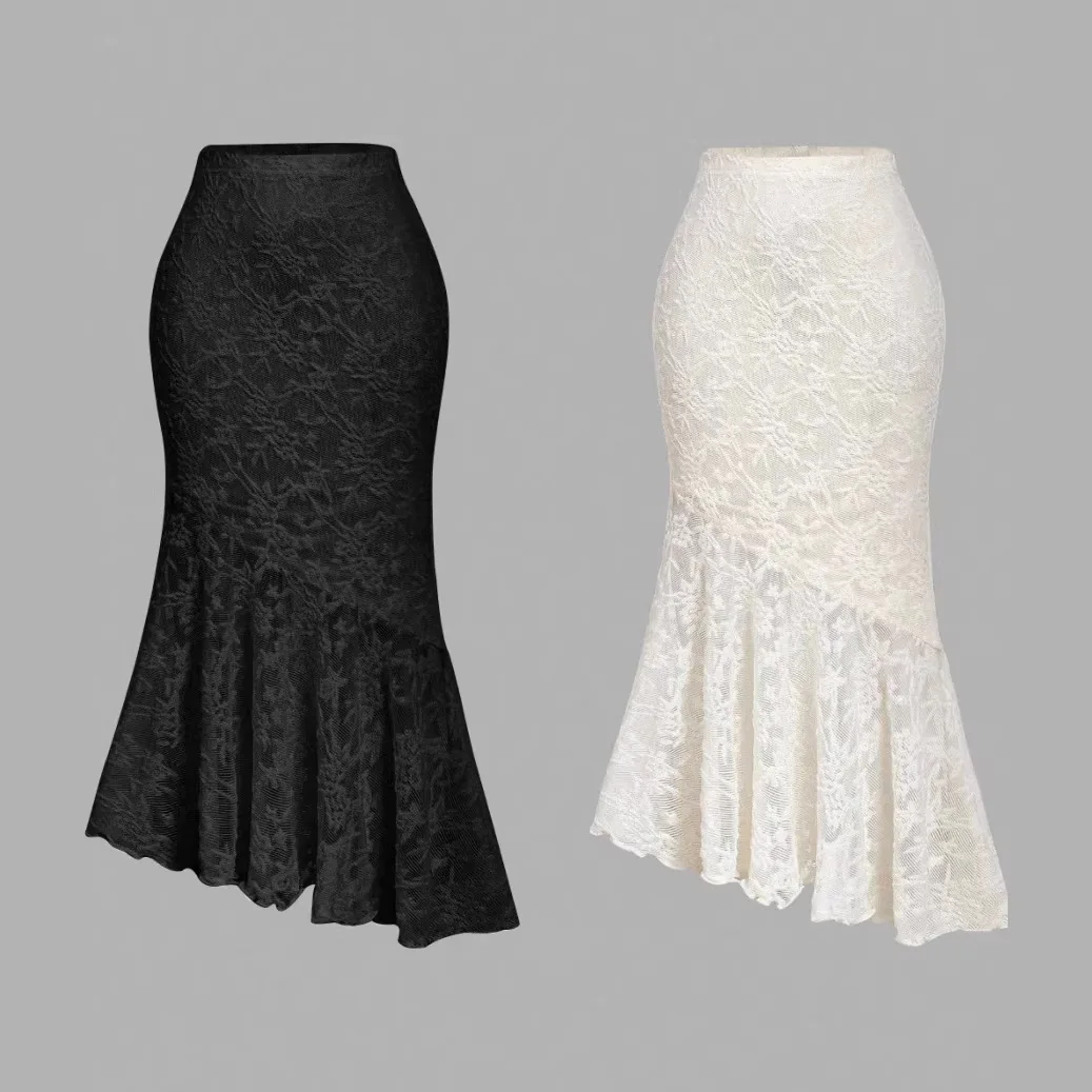 

Женская модная кружевная юбка с высокой талией, длинная юбка в корейском стиле
