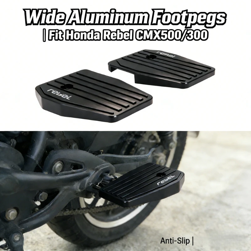 

Motorcycle Accessories Billet Wide Foot Pegs Pedals Footrest Footpegs Fit For CMX500 Rebel CMX 500 300 Rebel500 2017-2023
