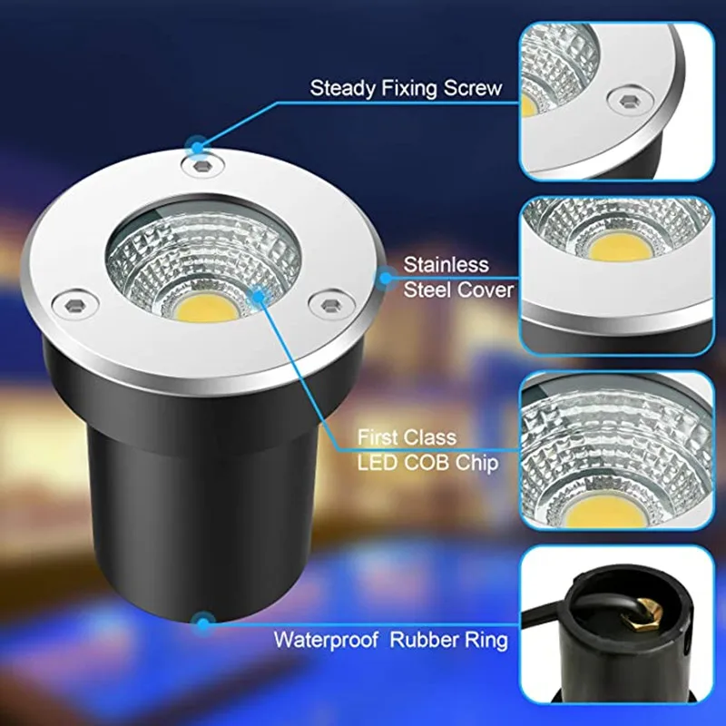 Outdoor LED3W 5W ground light IP67waterproof embedded light, suitable for square, park, courtyard, path, home landscape lighting